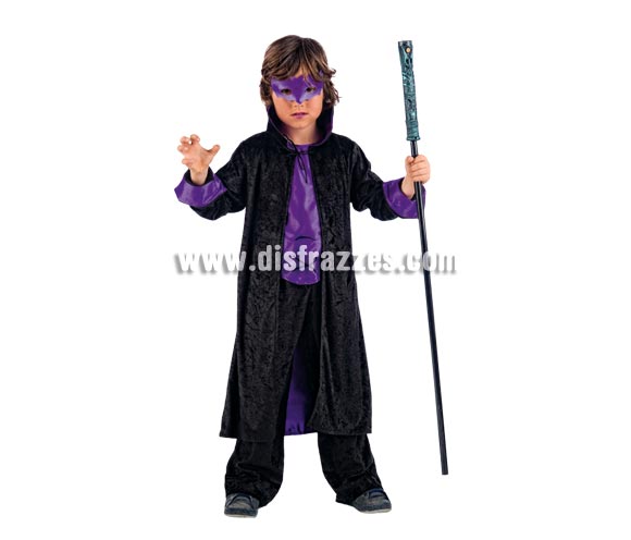 Disfraz de Vampiro Murciélago Deluxe para niño. Alta calidad, hecho en España. Disponible en varias tallas. Incluye chaqueta con camisa, pantalón y antifaz. Bastón No incluido.