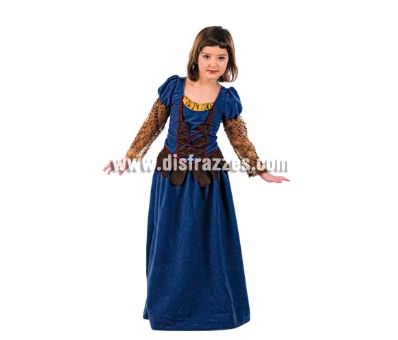 Disfraz de Aurea Medieval Deluxe para niña. Alta calidad, hecho en España. Disponible en varias tallas. Incluye camisa y falda.