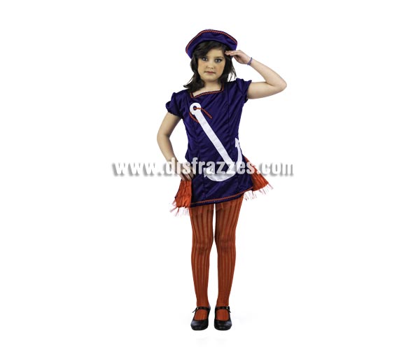 Disfraz de Marinera Deluxe para niña. Alta calidad, hecho en España. Disponible en varias tallas. Incluye vestido y gorro.