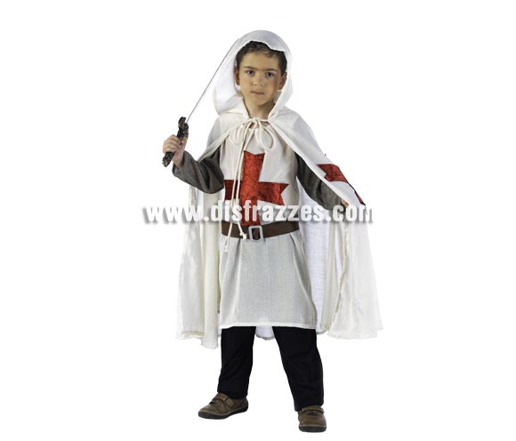 Disfraz de Medieval Templario Deluxe para niño. Alta calidad, hecho en España. Disponible en varias tallas. Incluye casaca, capa y cinturón. Espada NO incluida, podrás encontrarla en nuestra sección de Complementos. 