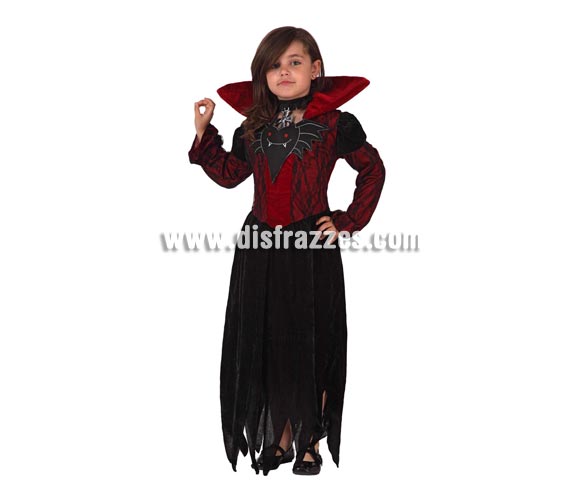 Disfraz de Vampira para niña. Talla de 7 a 9 años. Incluye disfraz  completo. Disfraz de Vampiresa o Vampiro niña para Halloween.