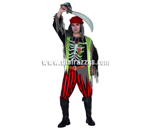 Disfraz de Pirata muerto para hombre. Talla 2 = M-L = 52/54. Espada NO incluida.