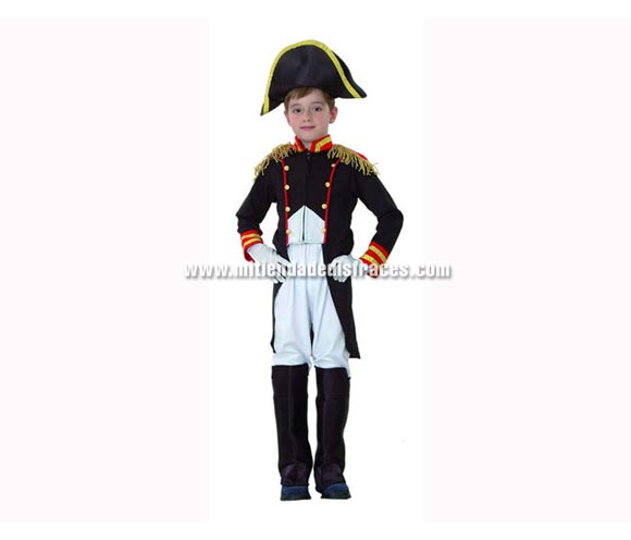 Disfraz de Napoleón niño talla de 7 a 9 años. Incluye  sombrero, chaqueta y pantalón con cubrebotas.