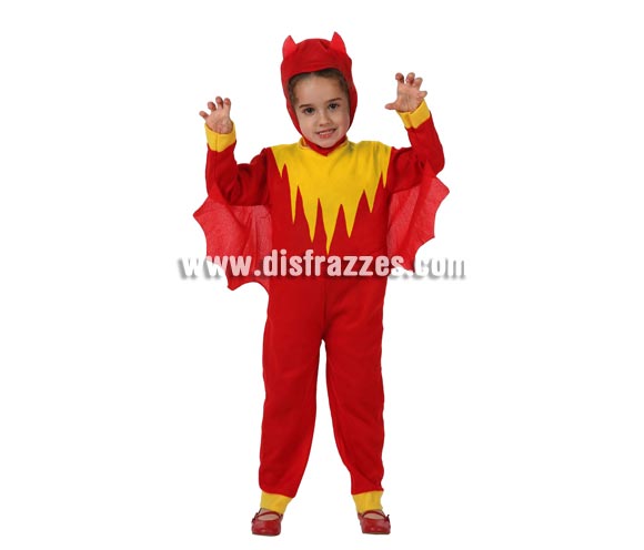 Disfraz barato de Demonio o Diablillo para niños de 3 a 4 años. Incluye disfraz y capucha.