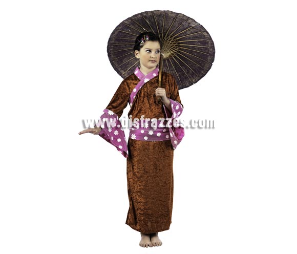 Disfraz de Geisha Margot Deluxe para niña. Alta calidad, hecho en España. Disponible en varias tallas. Incluye kimono con fajín. Sombrilla NO incluida, podrás encontrarlas en nuestra sección de Complementos.