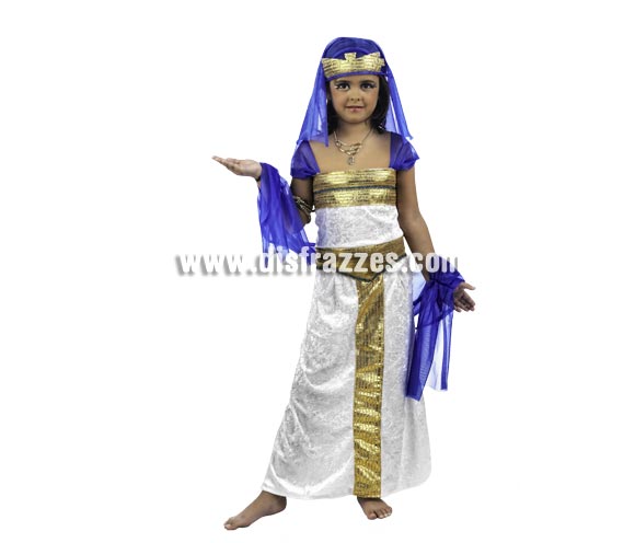 Disfraz Princesa de Egipto Deluxe para niña. Alta calidad, hecho en España. Disponible en varias tallas. Incluye vestido y toga.