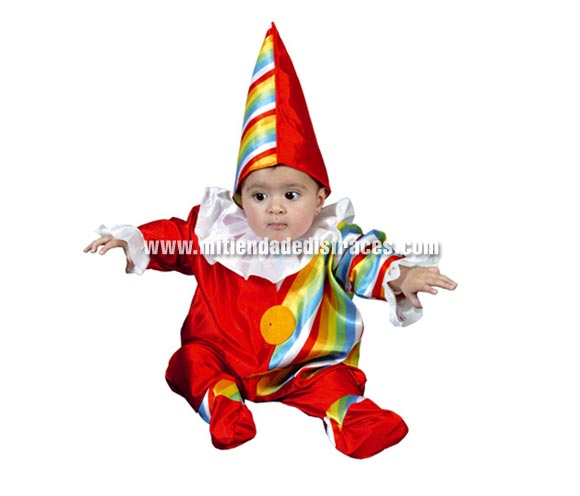 Disfraz de Payasete bebé talla de 6 a 12 meses. Incluye sombrero y mono.