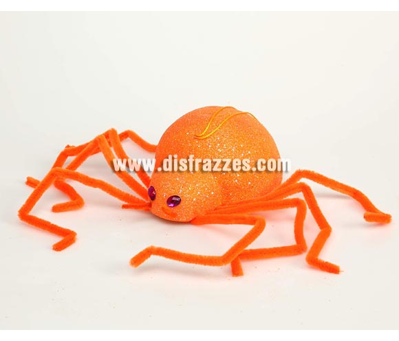 Araña naranja de 20 cm para decoración de Halloween.