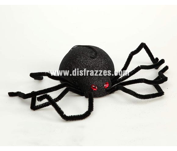 Araña negra de 20 cm para decoración de Halloween.
