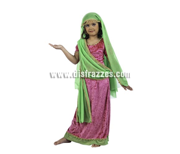 Disfraz de Princesa de India Deluxe para niña. Alta calidad, hecho en España. Disponible en varias tallas. Inlcuye vestido y velo de la cabeza.