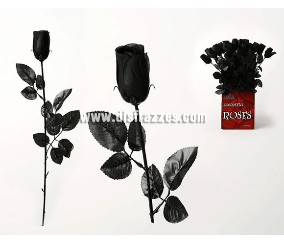 Rosa negra gótica 53 cm para decoración o como Complemento de tu disfraz de Halloween. Precio por unidad, se venden por separado.