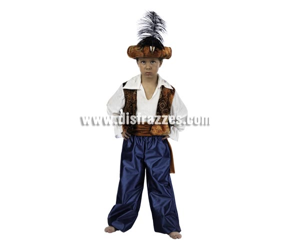Disfraz de Tuareg Aladín Deluxe para niño. Alta calidad, hecho en España. Disponible en varias tallas. Incluye camisa con chaleco, pantalón, fajín y turbante.