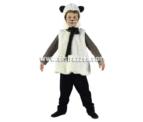 Disfraz de Ovejita Deluxe para niños. Alta calidd, hecho en España. Disponible en varias tallas. Incluye vestido y gorro. Pantalón NO incluido.
