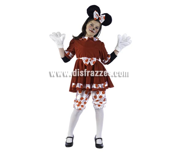 Disfraz de Ratita Lunares Deluxe para niña. Alta calidad, hecho en España. Disponible en varias tallas. Inlcuye vestido con guantes, pololo y diadema.