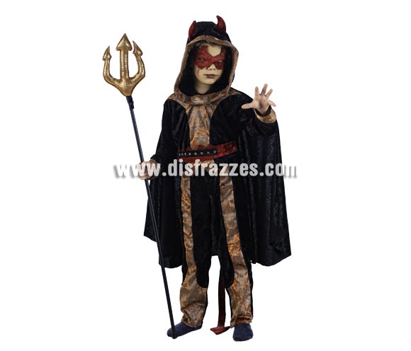 Disfraz de Teen-Vamps Laurent Deluxe para niño. Alta calidad, hecho en España. Disponible en varias tallas. Incluye camisa con capa, pantalón, cinturón y antifaz. Tridente NO incluido.