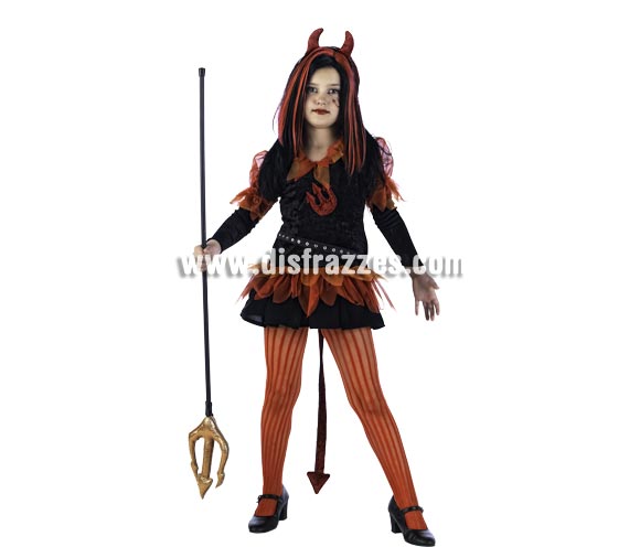 Disfraz de Teen-Vamps Noa Dleuxe para niña. Alta calidad, hecho en España. Disponible en varias tallas. Incluye vestido y diadema. Tridente NO incluido, podrás encontrar en nuestra sección de Complementos.