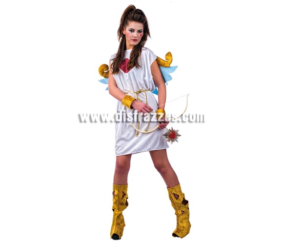 Disfraz de Cupido Deluxe para mujer. Alta  calidad, hecho en España. Disponible en varias tallas. Incluye vestido con alas, botas y muñequeras. Arco NO incluido, podrás encontrar en nuestra sección de Complementos.