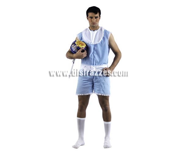 Disfraz de Baby Nene Deluxe para hombre. Alta calidad, hecho en España. Disponible en varias tallas. Incluye mono y babero. Chupa-chups NO incluido.