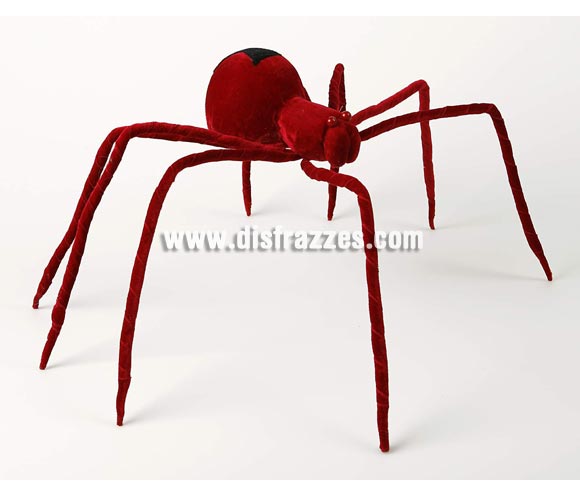 Araña de terciopelo roja de 34x18x8.5 cm para decoración de Halloween.