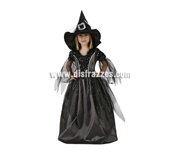 Disfraz de Bruja negro para niña. Talla de 7 a 9 años.