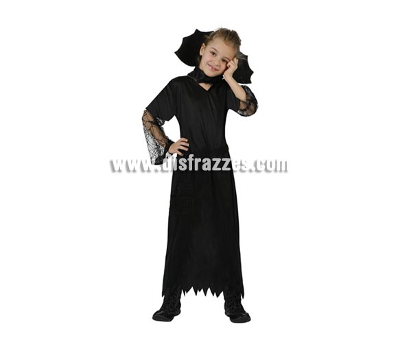 Disfraz de Viuda Negra para niña. Talla de 7 a 9 años. Incluye vestido y cuello.