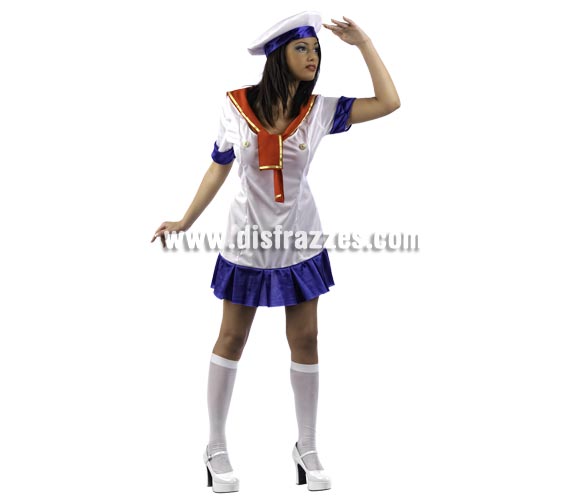 Disfraz de Marinera Sexy Deluxe para mujer. Alta calidad, hecho en España. Disponible en varias tallas. Incluye vestido y gorro.
