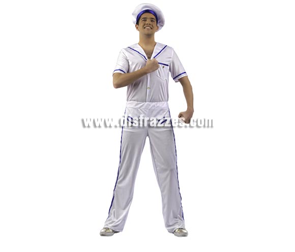 Disfraz de Marinero Deluxe para hombre. Alta calidad, hecho en España. Disponible en varias tallas. Incluye camisa, pantalón y gorro.