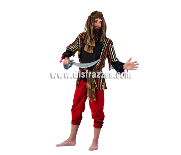Disfraz de Pirata Malvado Deluxe para hombre. Alta calidad, hecho en España. Disponible en varias tallas. Incluye camisa, pantalón, fajín y pañuelo. Espada No incluida, podrás encontrar en nuestra sección de Complementos.