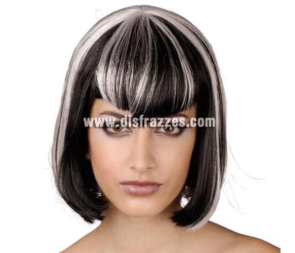 Peluca de Vampiresa negra / blanca para mujer.