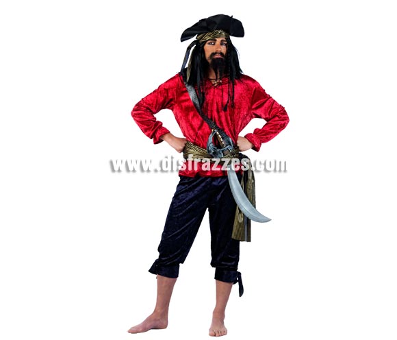 Disfraz de Pirata Greg Deluxe para hombre. Alta calidad, hecho en España. Disponible en varias tallas. Incluye camisa, pantalón, fajín y gorro. Espada NO incluida, podrás encontrar en nuestra sección de Complementos. Éste disfraz hace pareja con la ref. MA736LI.