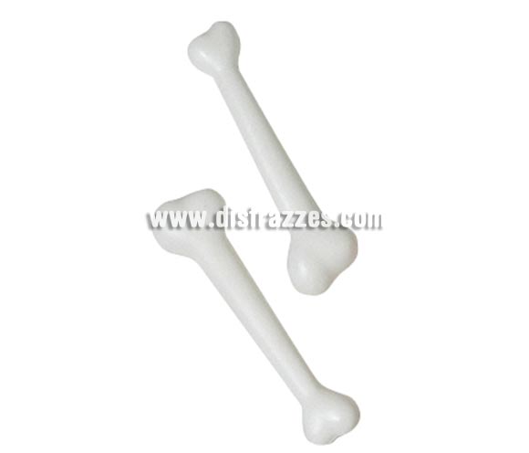 Hueso mediano de 20 cm. para decoración de Halloween.  El precio incluye 2 uds. También sirve como Complemento de tu disfraz de Halloween, o para un disfraz de Troglodita o Cavernícola para llevar en la mano. 