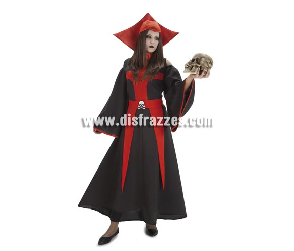 Disfraz de Gótica para mujer. Talla única de mujer. Incluye vestido, cinturón y cuello. Calavera NO incluida, podrás verla en la sección de COmplementos. La pareja de éste disfraz es la ref. 91504-45.