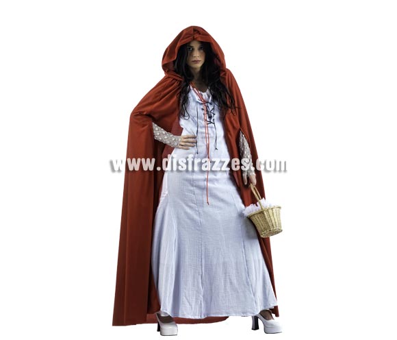 Disfraz de Caperucita Neogótica Celeste Deluxe para mujer. Alta calidad, hecho en España. Disponible en varias tallas. Incluye vestido, capa y manguitos. Cesta NO incluida.