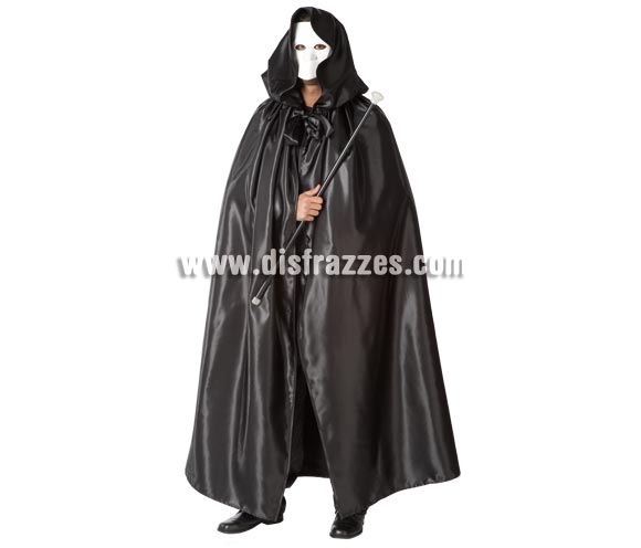 Capa negra adulto con capucha. Con ésta capa y una careta blanca irás disfrazado del Fantasma de la Ópera.