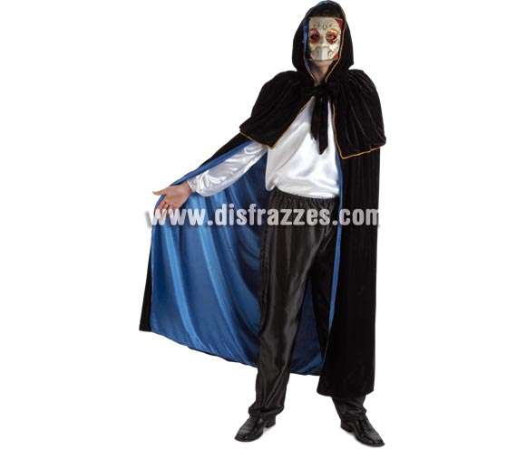 Capa negra y azul para adultos. Perfecta para disfrazarte igual que en el Carnaval de Venecia con una máscara.