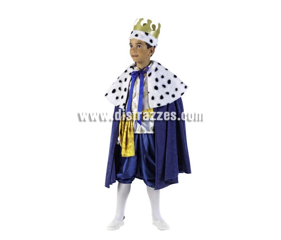 Disfraz de Rey Melchor Deluxe para niño. Alta calidad, hecho en España. Disponible en varias tallas. Incluye camisa con fajín, capa, pantalón y corona.
