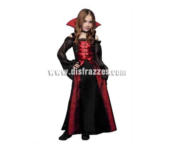 Disfraz barato de Vampiresa para niñas. Talla de 5 a 6 años. Disfraz de Vampira perfecto para Halloween.