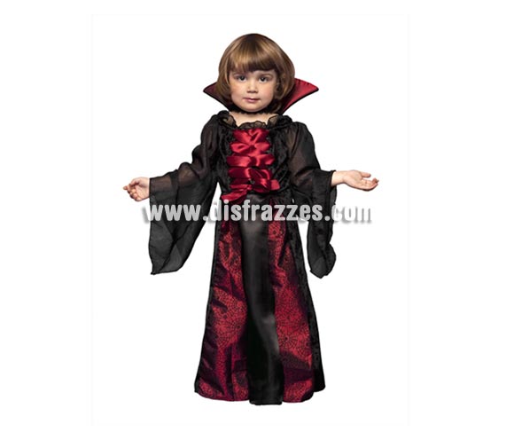 Disfraz barato de Vampiresa para niñas. Talla de 3 a 4 años. Disfraz de Vampira perfecto para Halloween.