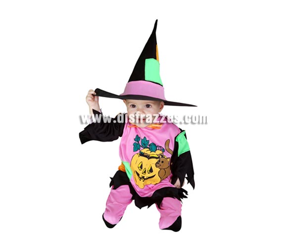 Disfraz de Bruja o Brujilla para bebés de 6 a 12 meses. Incluye vestido y gorro.