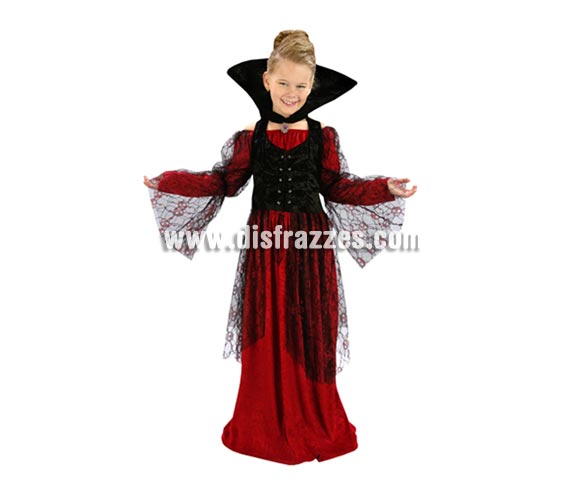 Disfraz de Vampiresa Roja talla de 7 a 9 años. Incluye vestido, chaleco y cuello.