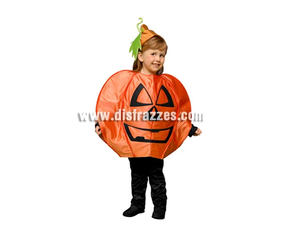 Disfraz de Calabaza para niños de 3 a 4 años para Halloween. Incluye vestido y gorro. Pantalón NO incluido.