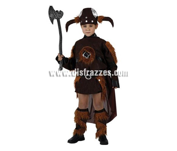 Disfraz de Vikingo para niños de 3-4 años. Incluye traje, cubrebotas y gorro. Hacha NO incluida, podrás encontrar hachas en la sección de Complementos.