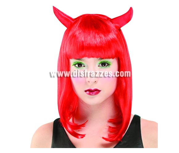 Peluca roja de Diablesa o Demonia para Halloween.