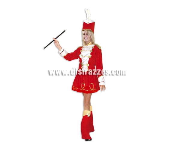 Disfraz de Majorette para chicas talla S = 34/38 y chicas de 14 a 16 años. Incluye sombrero, camisa, falda y cubrebotas. Bastón NO incluido.