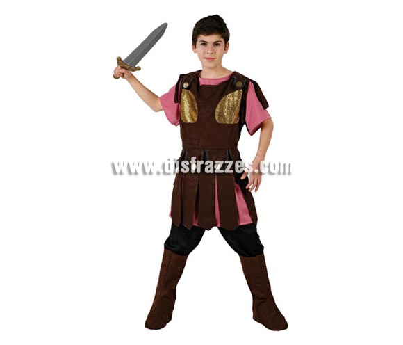 Disfraz de Romano para niño de 3-4 años. Incluye túnica, peto, pantalón y cubrebotas. Espada NO incluida, podrás encontrar en nuestra sección de Complementos.