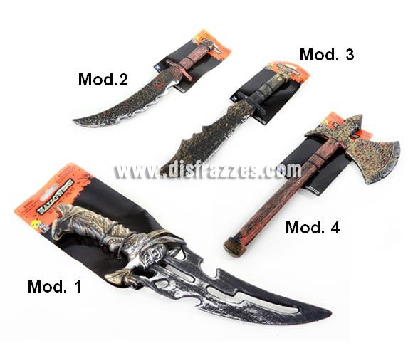 Armas variadas para Halloween. Cuatro modelos surtidos, precio por unidad, se venden por separado.