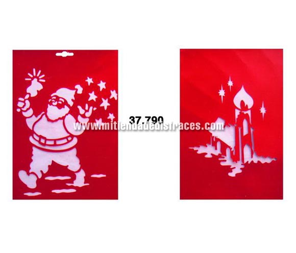 Bolsa con 2 plantillas alegóricas Navideñas de 34x24 cms. para decorar las ventanas de la casa en Navidad.