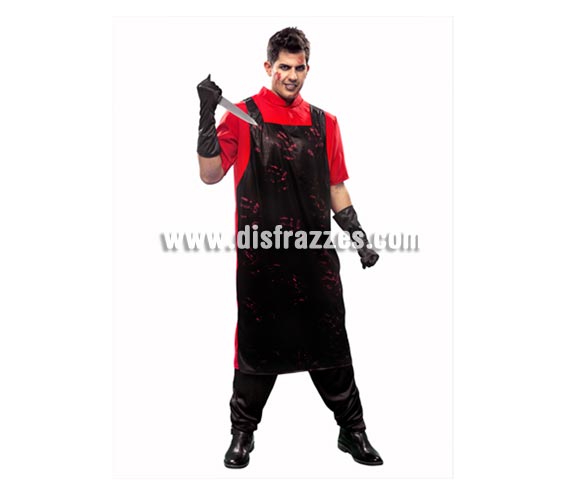 Disfraz de Carnicero Asesino para hombre. Talla Standar M-L= 52/54. Incluye camisa, delantal y guantes.