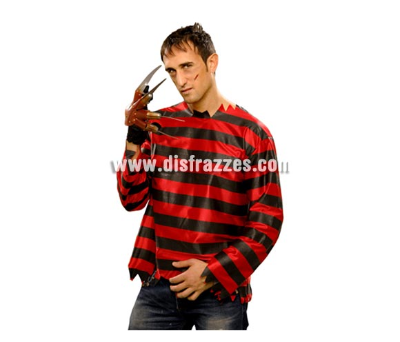 Camisa Diabólica para hombre. Talla Standar M-L = 52/54. Con ésta camisa, podrás disfrazarte de Freddy y serás una auténtica pesadilla en la noche de Halloween.