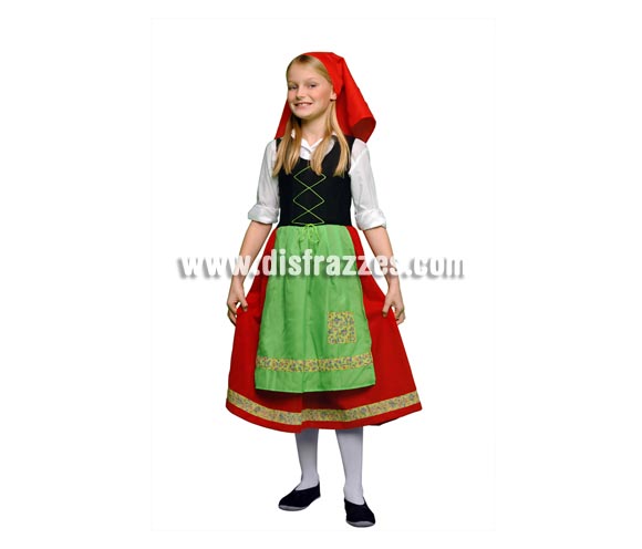 Disfraz de Pastora para niña de 10 a 12 años. Incluye pañuelo y vestido con delantal.